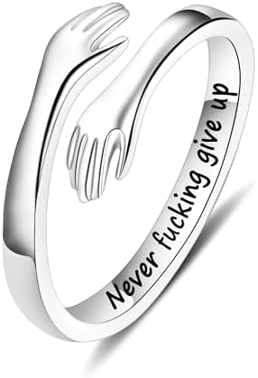 Yesteel S925 Sterling Silver Hug Ring for Women Teen Girls, Adjustable Ring Jewelry Mothers Day Birthday Gifts for Daughters Mom Sister Wife Friends Grandma by YESTEELJEWELRY