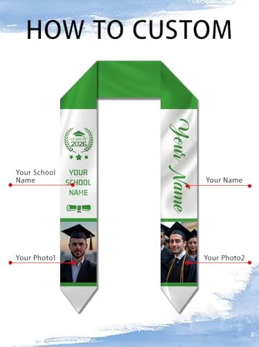 Dicodes Custom Graduation Stole Class of 2026 Personalized Graduation Sash Graduation Gift and Keepsake with Photo Text - Image 2
