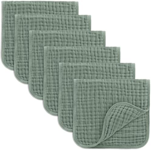 Comfy Cubs Muslin Burp Cloths 20x10" 6 Pack, Baby Burp Cloths - Fern by ComfyCubs