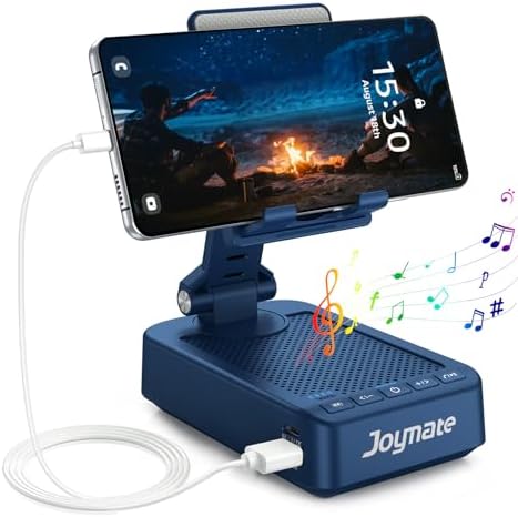 Gifts for Men Women, Bluetooth Speaker Phone Stand with Charging Function 360° Rotable Adjustable Cell Phone Holder HD Surround Sound for Desk Fits All Phones,Tablet (Blue) by Joymate