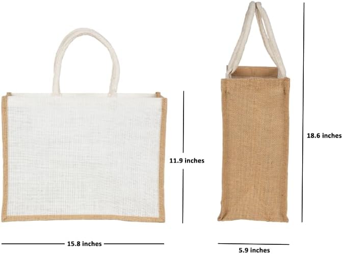Yogi’s Gift® 5 Pack Burlap Tote Bags with Handles – 15.8"x11.9"x5.9", Eco-Friendly, Reusable Jute Bags for Shopping, Bridesmaids, Groceries & Wedding Gifts
