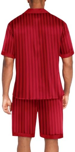 Ekouaer Men Silk Pajamas Set 2 Pieces Satin Pj Button Down Loungewear Sets - Image 4