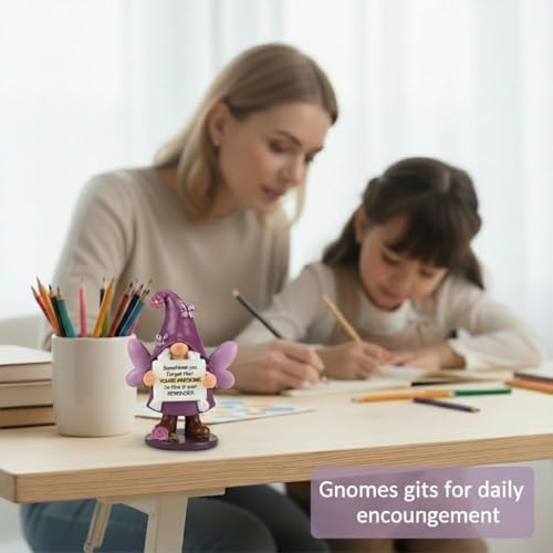 Lavezee Gnome Graduation Gifts for Girls Her, Handmade Purple Gnome Statue with Sometimes You Forget Your Awesome, Encouragement Emotional Gifts for Women - Image 4