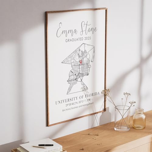 Customized College Map Graduation Gift, Personalized Grads Gifts For Her, High School, College, University Map Print For Son, Custom Grad Gift For Him Design 9 - Image 3