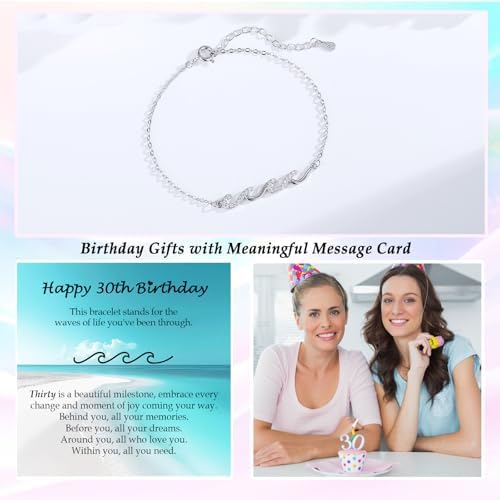 Gifts for Women, Cool Waves Bracelet Christmas Birthday Gift for Happy Birthday 21st, 30th, 40th, 50th, 60th Birthday Gift Ideas for Women Ladies Bestie Friend Sister Mom Daughter Wife Grandma - Image 2