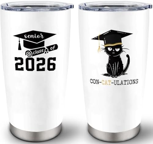 2026 Graduation Gift for Her Him - Senior Class of 2026 Gifts - 20 oz Stainless Steel Tumbler With Lid & Straw - High School/College/Master Degree/PHD Gradution Gifts by Cudoviqu