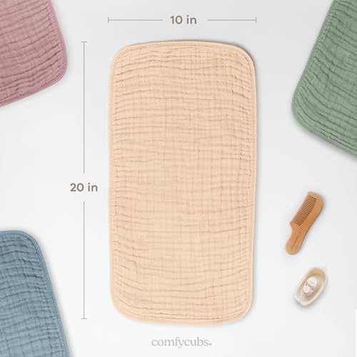 Comfy Cubs Muslin Burp Cloths 20x10" 6 Pack, Baby Burp Cloths - Cream - Image 3