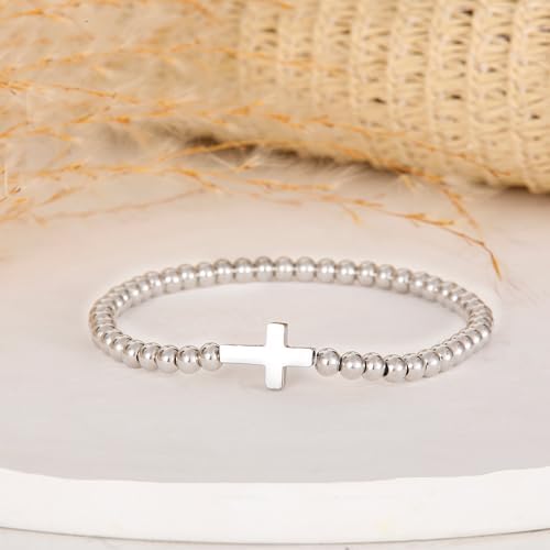 RZKING Graduation Gifts for Women, Dainty Silvery Beaded Bracelet for Women - Image 2