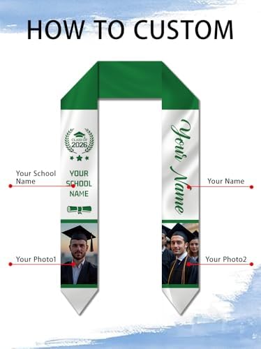 Dicodes Custom Graduation Stole Class of 2026 Personalized Graduation Sash Graduation Gift and Keepsake with Photo Text - Image 2