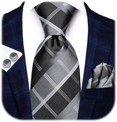 Hi-Tie Lot 5 Pcs Gift Box Mens Tie Set Necktie with Pocket Square Cufflinks Silk Neck Tie Collection - Image 4