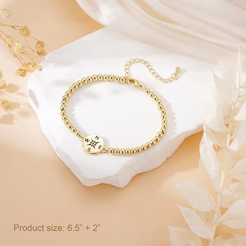 Graduation Bracelet 2026 14k Gold Plated Beaded Bracelets for Women Compass Graduation Gifts for Daughter Sister Graduate Jewelry Accessories - Image 6