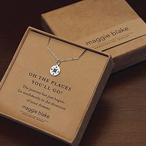 Graduation gift for her student teacher going away gift coworker oh the places you'll go small silver compass necklace - Image 2