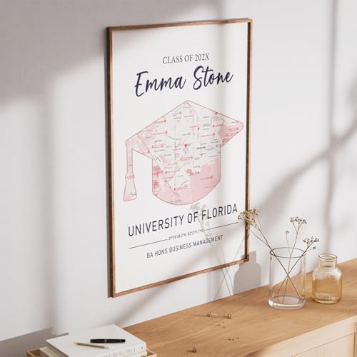 Customized College Map Graduation Gift, Personalized Grads Gifts For Her, High School, College, University Map Print For Son, Custom Grad Gift For Him Design 3 - Image 3