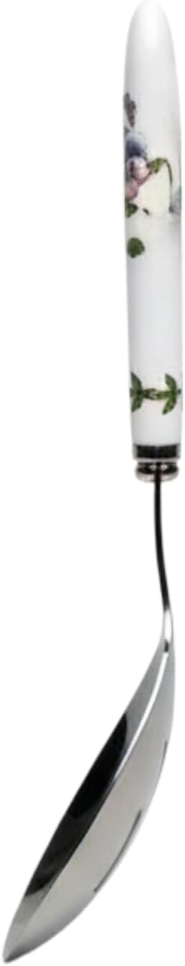 Portmeirion Botanic Garden 10" Slotted Spoon, Pansy Motif - Porcelain Handle & Stainless Steel, Chip-Resistant Glaze - Ideal for Home Gatherings & Intimate Dining, Must-Have Kitchen Tools