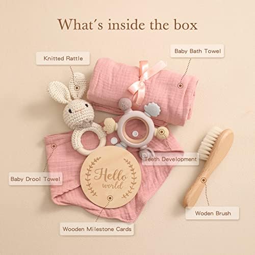 EERKEOD Baby Gift Set for Newborn New Baby Gift Set - Newborn Baby Essentials Baby Bath Set with Baby Blanket Baby Rattle - New Born Baby Girls Gift & Baby Boy Gifts for Baby Shower - Image 3