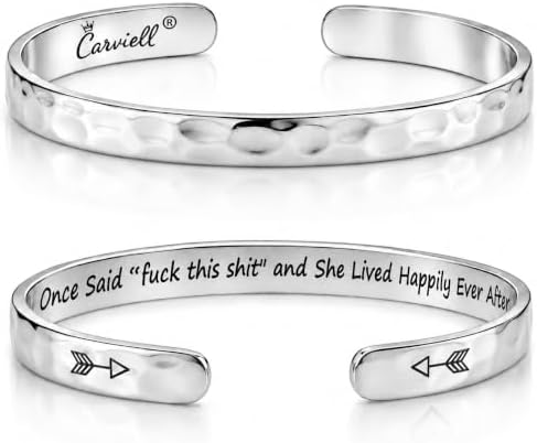 Carviell Bracelets for Women – 100+ Meaningful Engraved Messages – Solid 316L Surgical Stainless Steel Cuff Bracelet – Gift Ready by Carviell