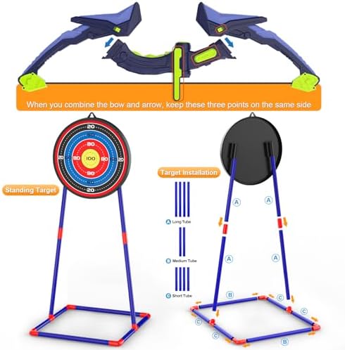 2 Pack Bow and Arrow Set for Kids, Light Up Archery Set with 14 Suction Cup Arrows, Archery Targets Outdoor Games for Kids Ages 4-8 8-12, Birthday Gifts Toys for 5 6 7 8 9 10 11 12 Year Old Boys Girls - Image 5