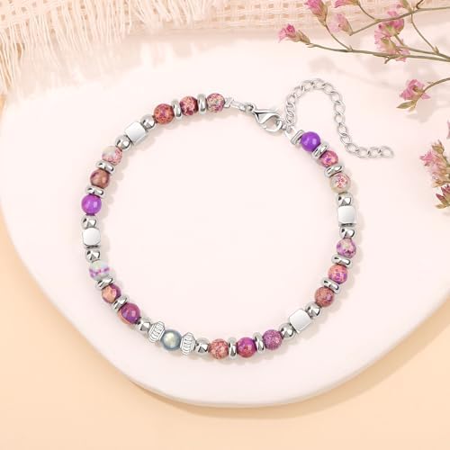 Gifts for Women Moonstone Bracelet, Amazonite Imperial Jasper Bracelets - Image 4