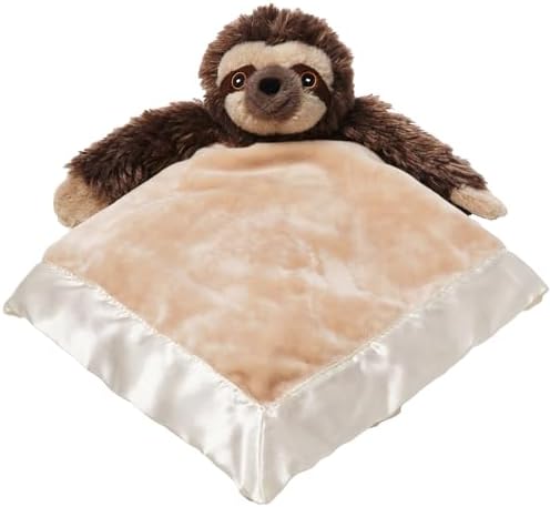 Bearington Baby Speedy Snuggler - 15" Soft Sloth Lovey Security Blanket with Satin Trim and Plush Sloth Head - Cuddly Comfort Lovey for Baby Boys and Girls - Cute Animal Gift for Babies by BearingtonCollection