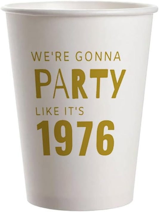 SharkBliss 1976 50th Birthday Party Cups 9oz Gold 20 Pack for Women Men – Party Like It's 1976