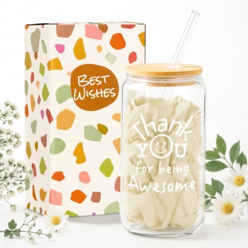 Frerdui Thank You Gift for Women Men, Teacher Appreciation Gifts, Employee Appreciation Gift for Coworkers, Thank You for Being Awesome Glass Cup for Teacher, Nurse - Image 6