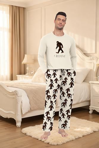 PrinStory Men's Pajama Sets Loungewear Sleepwear Pjs Lightweight Long Sleeve Shirts & Bottoms Soft Comfy Sleep Sets S-2XL - Image 3