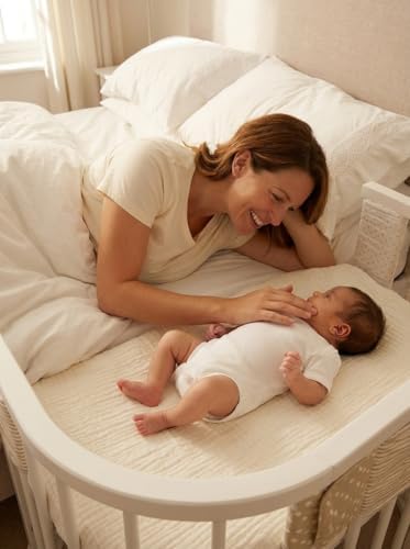 Muslin Bedside Bassinet Sheets 2 Pack, 33" X 20", (Beige & Cream) - Image 2