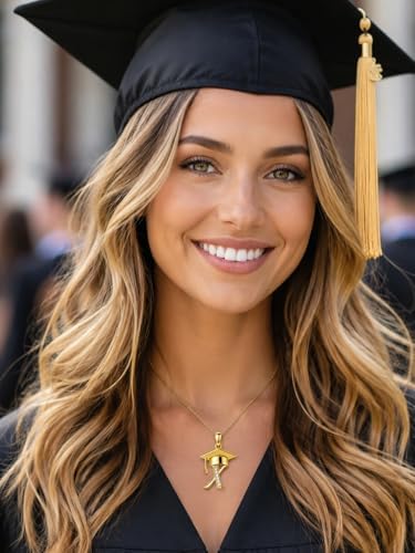 Graduation Gifts for Women, 18K Gold Graduation Initial Necklace A-Z, Inspiring Grad Pendant Necklace Present, College Seniors High School Graduations Jewelry Gifts - Image 5
