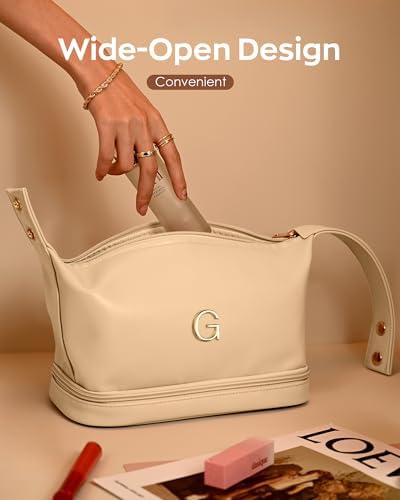 Women Gifts Initial Makeup Bag with Handle,Initial Double Layer - Image 4