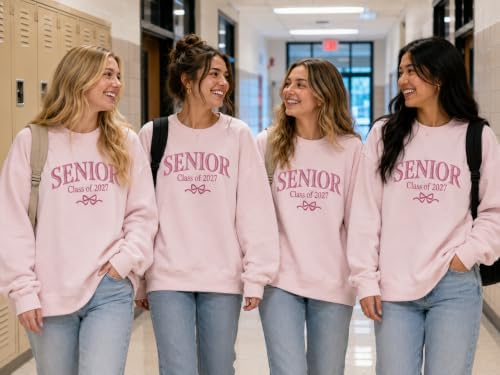 Love Signal Custom Embroidered Senior 2027 Sweatshirt, Personalized Class of 2027 Sweatshirt, Graduation Hoodie for Him Her - Image 3