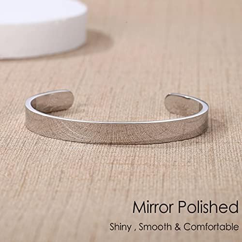 TONY & SANDY Inspirational Bracelets for Women Teen Girls Personalized Gifts for Daughter Granddaughter Mom Sister Friends Stainless Steel Engraved Cuff Birthday Easter Christmas - Image 2