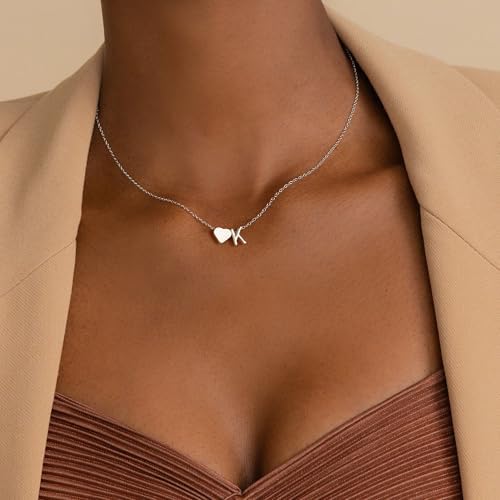 Turandoss Heart Initial Necklace for Girls Women, 18K Gold Plated Jewelry - Image 3