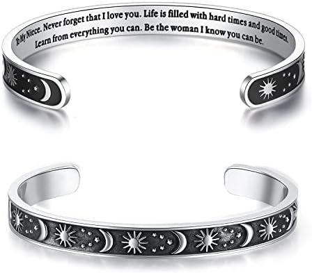 TONY & SANDY Inspirational Bracelets for Women Teen Girls Personalized Gifts for Daughter Granddaughter Mom Sister Friends Stainless Steel Engraved Cuff Birthday Easter Christmas by TONYSANDY