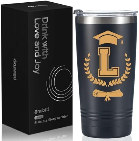 Onebttl Graduation Gifts 2026 - Graduation Stainless Steel Tumbler with Initial, Funny Initial Tumbler as Graduation Party Supplies, Graduation Decorations, Back to School for Her and Him - L by Onebttl