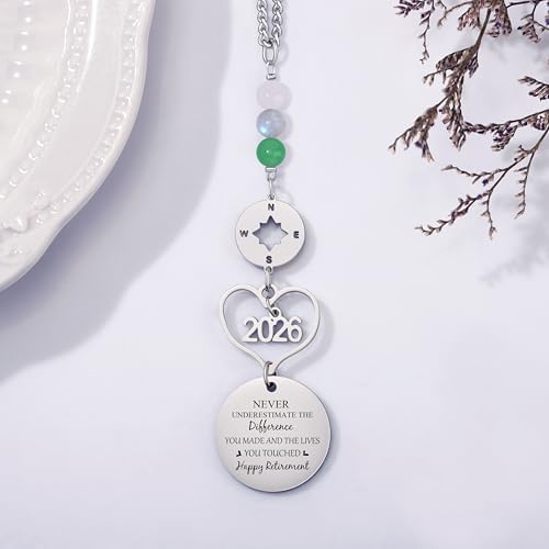 Retirement Gifts for Women Men Car Rear View Mirror Hanging Accessories Happy Retirement Gift for Woman 2026 Retired Gift for Coworker Friends Woman Man Car Ornament Keepsake - Image 2