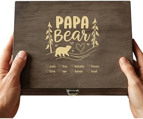Personalized Gift for Dad or Grandpa, Engraved Wooden Family Memory Box by ENGRAVEMYMEMORIES