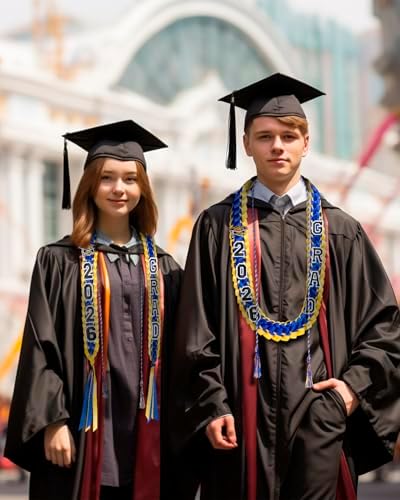 ALKB 2026 Graduation Lei Set - Two-Tone Braided Ribbon with Honor Cord, Unisex Graduation Gift for Graduates, Polyester - Image 3