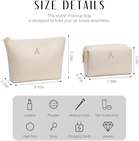 Gifts for Women Girls Personalized Initial Travel Makeup Bag - Image 4