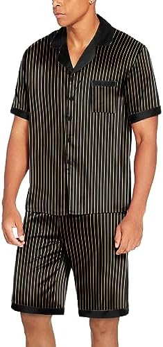 Ekouaer Men Silk Pajamas Set 2 Pieces Satin Pj Button Down Loungewear Sets - Image 2
