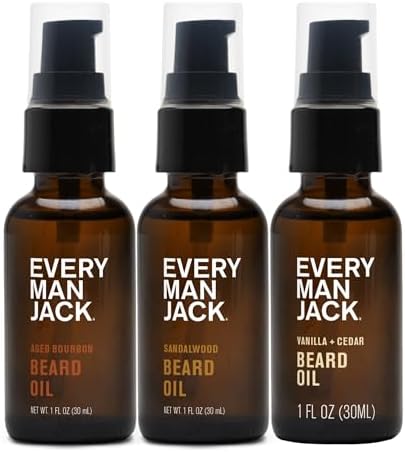 Every Man Jack Hydrating Beard Oil Gift Set for Men, Full Size Variety 3pk by EveryManJack