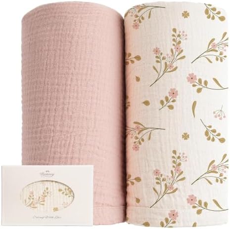 Konssy Muslin Swaddle Blankets, 100% Cotton Receiving Blankets, 47"x 47" by Konssy