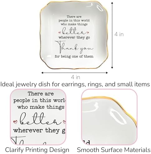 OASSIE Thank You Gifts for Women, Retirement Gifts - 4x4 Ceramic Dish Tray - Image 4