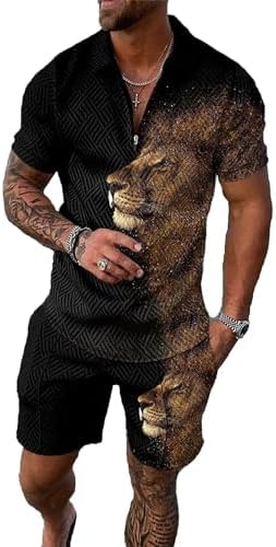 BIRW Men‘s Track Suits 2 Piece Summer Short Sets Outfits Fashion Polo Shirt Casual Short Sleeve and Shorts set by BIRW