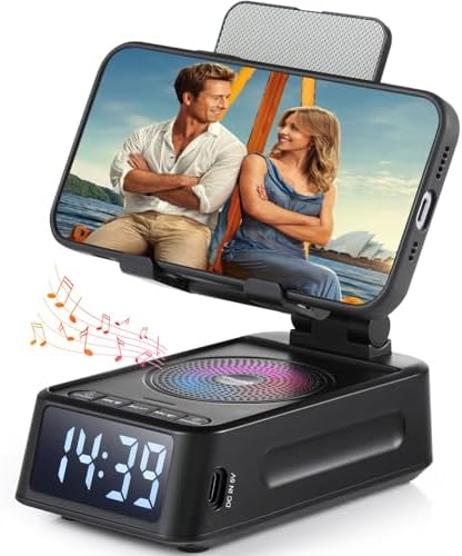 Gifts for Men Women, Phone Stand with Bluetooth Speaker&Clock, Birthday Gifts for Him, Phone Holder with Wireless Speaker, Ideal for Dad Mom Husband Boy, Cool Tech Gadget for Men by iFkoo