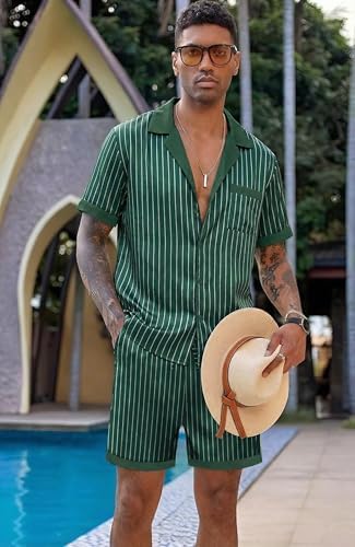 Ekouaer Men Silk Pajamas Set 2 Pieces Satin Pj Button Down Loungewear Sets - Image 3