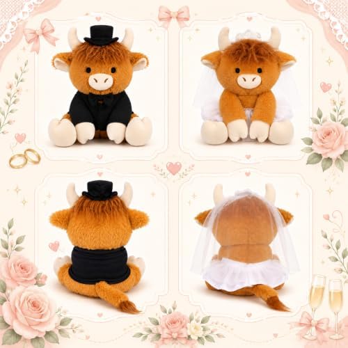2 Pcs Wedding Highland Cow Plush,Will You Be My Flower Girl & Ring Bearer - Image 5