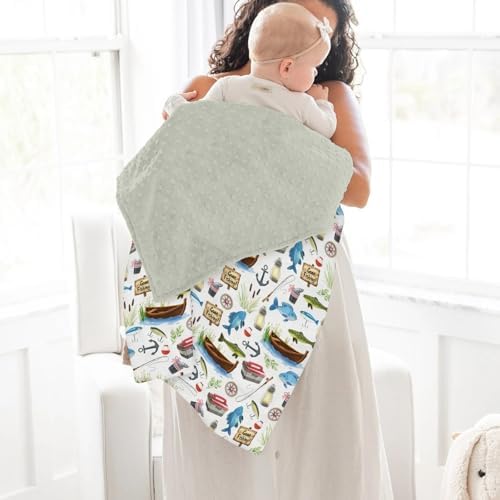 Gone Fishing Baby Blankets for Girl Boy Fishing Lover Gift Soft Mink Dotted Backing Double Layer Swaddle Blanket Camping Adventure Vacation Outdoor Bed Throws for Newborn Toddler Nursery 30x40 - Image 4