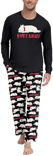PrinStory Men's Pajama Sets Loungewear Sleepwear Pjs Lightweight Long Sleeve Shirts & Bottoms Soft Comfy Sleep Sets S-2XL by PrinStory