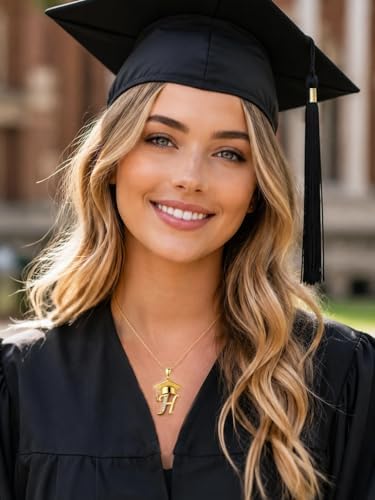 Graduation Gifts for Women, 18K Gold Graduation Initial Necklace A-Z, Inspiring Grad Pendant Necklace Present, College Seniors High School Graduations Jewelry Gifts - Image 5