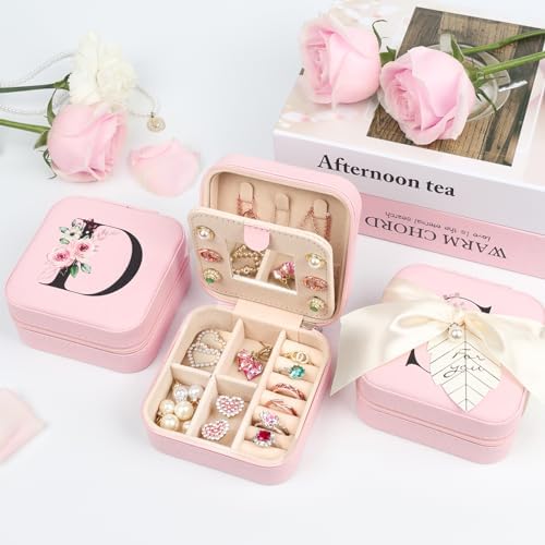 AYGXU Travel Jewelry Box for Women and Girls - Small Case With Initial A-Z - Teacher Gifts - Image 2
